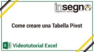 Excel Lezione 3  Come creare una tabella pivot [upl. by Tilney]