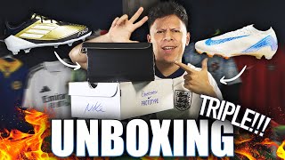 TRIPLE UNBOXING con los NUEVAS MERCURIAL los F50 de Messi y las Predator Japan Blue 🤩🤤 [upl. by Karilla]