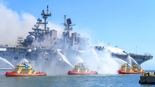 Firefighting on the US Navy Amphibious Assault Ship USS Bonhomme Richard LHD 6 [upl. by Krawczyk]