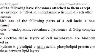 MCQ cytology part II حل اسئله الخلية الجزء الثاني أولي طب بشري [upl. by Dinnie]