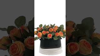 Roses Peach Arrangement in Black Ceramic Planter [upl. by Ahscrop]