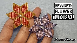 Diy Beaded Flower tutorial Brick stitch 💐 [upl. by Nyrehtak]