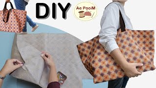 Quick and Easy The large shopping bag no need pattern and lining [upl. by Janeva361]