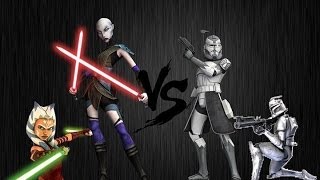 Star Wars the Clone Wars Assaji Ventress amp Ashoka Tano vs Comander Wolffe and his Team [upl. by Assirod604]