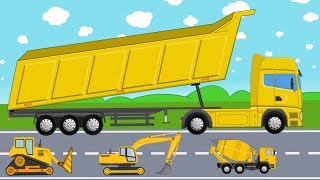 Yellow Construction Machinery Like Excavator Mixer amp Dump Truck  Tracked Vehicles  Bajka [upl. by Rizzi233]