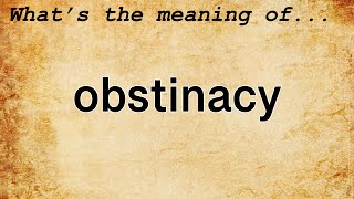 Obstinacy Meaning  Definition of Obstinacy [upl. by Louie]