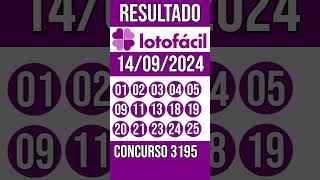 LOTO FACIL hoje  14092024  Resultado concurso 3195 [upl. by Asiar]