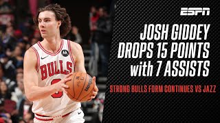 Josh Giddeys strong early form with Chicago Bulls continues with 15 points and 7 assists  NBA [upl. by Auberbach904]