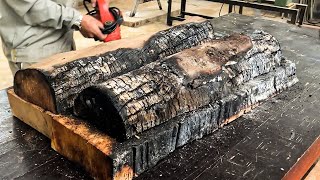 Rescuing Burnt Pieces of Wood to Make Furniture Tables Bold Woodworking Ideas [upl. by Vedetta]