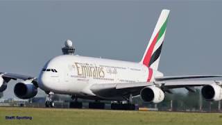 Emirates A6EDL Airbus A380 Schiphol Polderbaan AMS Airport 4K [upl. by Solim]