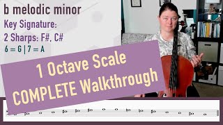 b melodic minor 1 Octave Scale WITH instructions [upl. by Ecinerev]