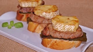 Montaditos de solomillo y queso brie Receta fácil [upl. by Kala302]