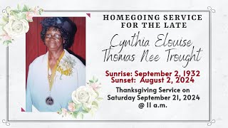 Homegoing amp Committal Service For The Late Cynthia Elouise Thomas Nee Trought  September 21 2024 [upl. by Elocan]