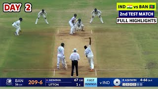 India vs Bangladesh 2nd Test Highlights 2024  IND vs BAN 2nd Test Day 2 Full Match Highlights 2024 [upl. by Laaspere]