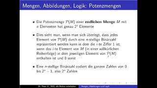 Mengen Abbildungen und Logik Folge 14 Potenzmengen [upl. by Berl]