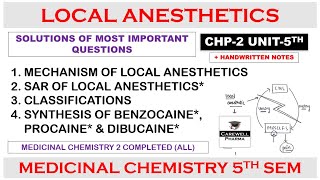 Local Anesthetics complete  Chapter 2 Unit 5 Solution  Medicinal chemistry 5th sem [upl. by Sivrad642]