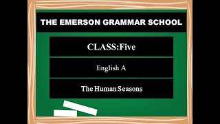 Class Five English The Human Seasons [upl. by Carder995]