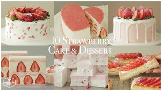 10가지🍓딸기 케이크amp디저트 모음zip  10 Strawberry CakeampDessert Recipe  홈베이킹 영상 모음 Baking Video  Cooking tree [upl. by Boote]