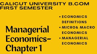 Introduction to Managerial Economics  B Com  Ist Semester  Dr Salini K [upl. by Ahsikcin]