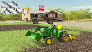 90S FARMING ROTOTILLING GARDEN WITH NEW JOHN DEERE GARDEN TRACTOR  ROLEPLAY FS 1990s [upl. by Yeoz98]