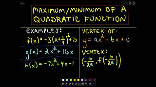 ❖ Maximum and Minimum Values of Quadratic Functions ❖ [upl. by Aitselec]