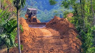 Perfectly Strong Dozer Leveling Ground For Plantation Road Construction On The Mountain [upl. by Akinej]