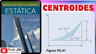 Ejercicio 541 estática de Beer and Johnston 11 Edith  Centroide entre dos curvas por integración [upl. by Zzaj]