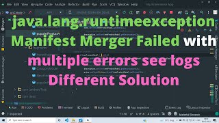 javalangruntimeexception Manifest Merger Failed with multiple errors see logs Different Solution [upl. by Leonidas]