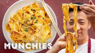 How To Make Hand Ripped Noodles with Xian Famous Foods [upl. by Eladnwahs17]