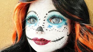 Monster High Skelita Calaveras Make up und Styling Tutorial  Skelett Verkleidung [upl. by Lleynod]