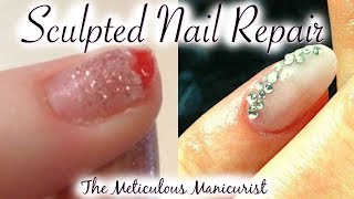 💅 Sculpted Acrylic Nail Repair After Bloody Broken Nail Injury Tutorial [upl. by Rehpotsyrhc537]