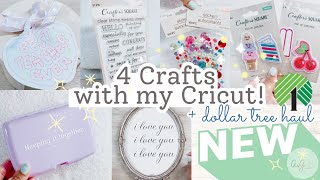 4 new Cricut crafts  what’s new at the dollar Tree  beginner friendly Cricut craft with me 💝 [upl. by Maxma]