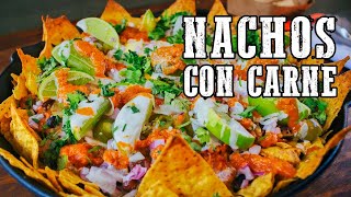 Nachos con Carne Asada  Receta muy fácil  Slucook [upl. by Gnap]