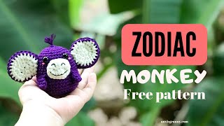 Easy Zodiac Chinese Crochet Monkey Amigurumi Free Pattern and Tutorial [upl. by Anilet]