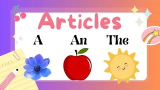 Articles🤔 English grammar 📝 Concept building 🏫 of topic articles 😊 [upl. by Neelyhtak]