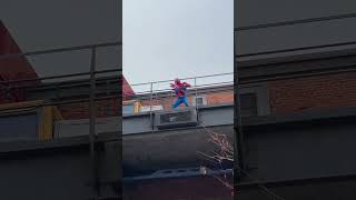 Catching SpiderMan on the roof of Marvel studios at Disneyland Paris spiderman marvelstudios [upl. by Bronwyn]