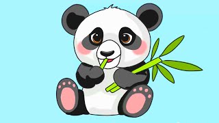 HOW TO DRAW A PANDA EATING BAMBOO [upl. by Lessirg]