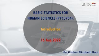 Basic Statistics PYC3704 16 August 2022  Introduction [upl. by Kowal]