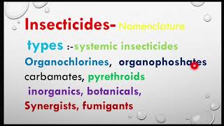 Insecticidesmode of actionTypessystemic insecticidesorganochlorines organophoshates carbamates [upl. by Uolymme]