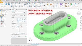 Autodesk Inventor 2024 Tutorial Counterbore Hole [upl. by Booze]