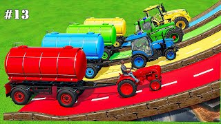 MINI amp BIG TRACTOR  PORSCHE vs FENDT vs CASE vs MASSEY FERGUSON TRACTORS with MUDDY PARKOUR FS22 [upl. by Holland]