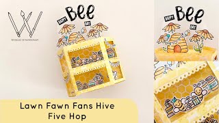 Lawn Fawn Fans Hive Five Hop  Double Platform Pop Up Card  Bee Hive Card Tutorial [upl. by Wrightson]