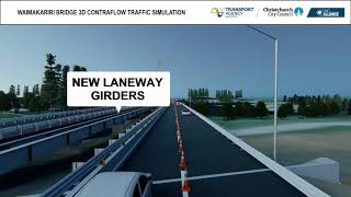 Waimakariri Bridge 3D contraflow traffic simulation [upl. by Nonahs]