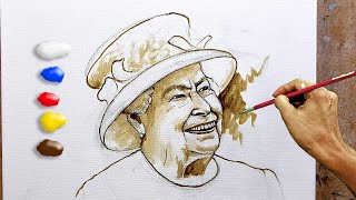 How to Paint Portrait of Queen Elizabeth II in Acrylics Timelapse  JMLisondra [upl. by Yonina852]