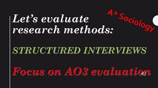 A Sociology Lets evaluate research methods Structured Interviews [upl. by Nlocnil]