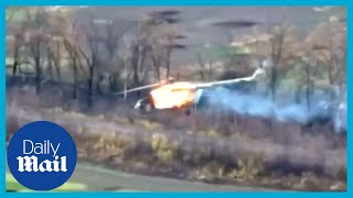 Ukrainian forces blow Russian attack helicopter out of the sky [upl. by Tahmosh]