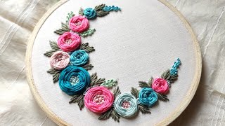 Hoop Art Embroidery For Beginners  Woven Rose Embroidery For Beginners  Free Pattern  Gossamer [upl. by Aryahay651]