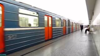 Metro Train with red doors in Moscow 15082012 [upl. by Erminia]