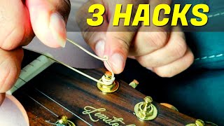 3 HACKs pra trocar CORDAS de VIOLÃO [upl. by Hatty]