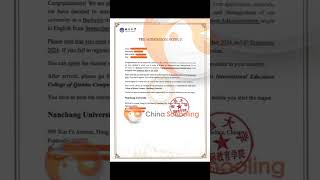 Nanchang University Pre Admission Letter [upl. by Leahcimed684]